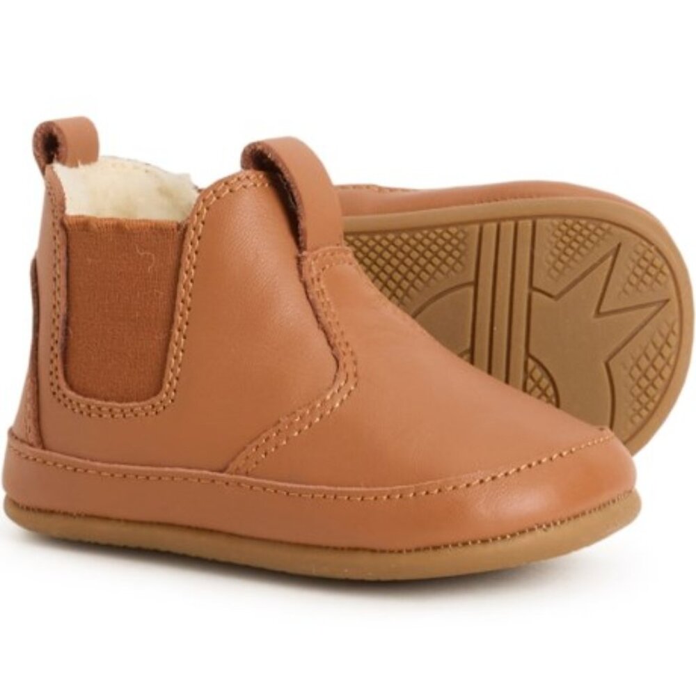 Old soles bambini local tan leather (sheep lining) Podiatrist Approved Size 8 US
